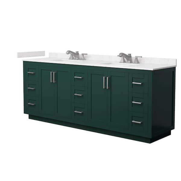 Miranda 84 in. Double Freestanding Green Bath Vanity with Carrara Cultured Marble Top Assembled