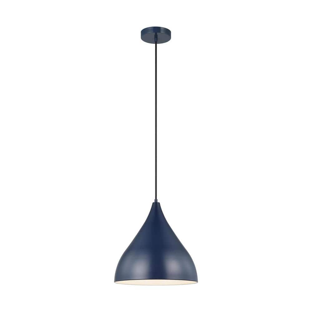 Navy Glass and Brass Indoor/Outdoor Pendant Light