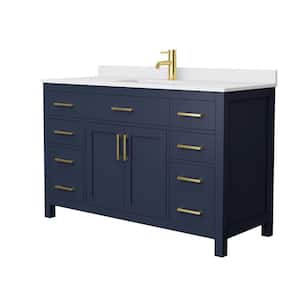 Beckett 54 in. W x 22 in. D Single Vanity in Dark Blue with Cultured Marble Vanity Top in White with White Basin