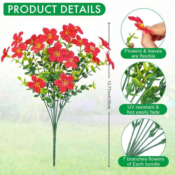 13.77 in. Red Indoor/Outdoor Artificial Daisy Flowers Fake Silk