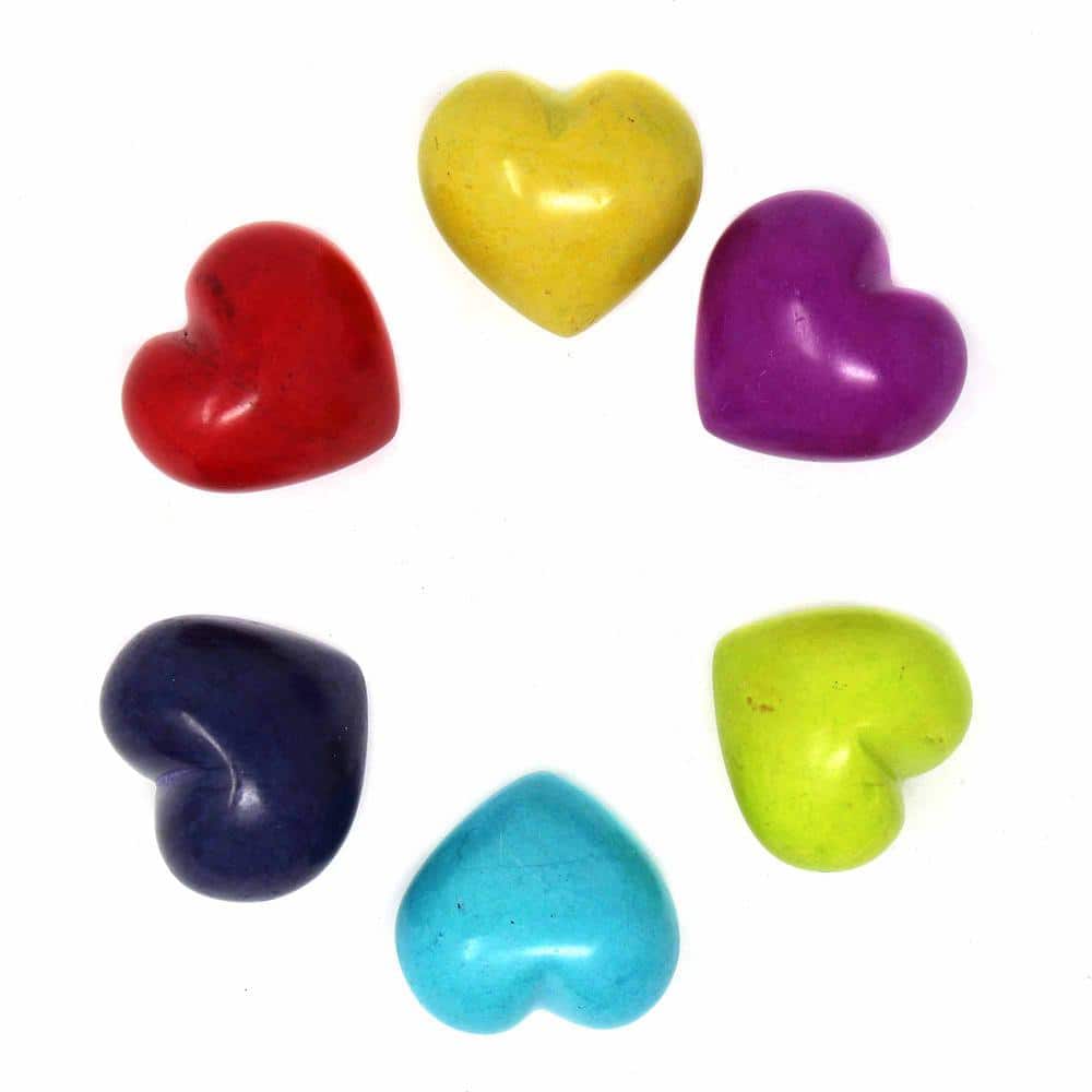 Set of Three Mini Soapstone Hearts in Multi-Colored