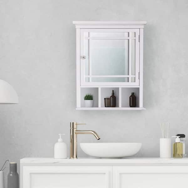 Neal 20 in. W x 24.13 in. H x 6.5 in. D Wooden Medicine Cabinet with Mirrored Door, White