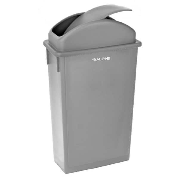 Alpine Industries Polypropylene Commercial Indoor Trash Can with Slotted Lid  23-Gallon Blue 2/Pack 