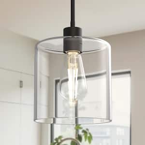 LMS 3-Light Island Pendant – Matte Black Linear Chandelier With Clear Globe Glass Shades For Kitchen Island, Dining Room, Or Farmhouse Decor