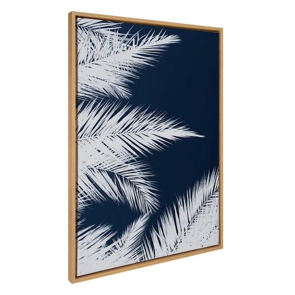 Kate and Laurel Sylvie Palm Cyanotype 1 Framed Canvas by Alicia Bock Set of 1 Culture Art Print 28.00 in. x 38.00 in.