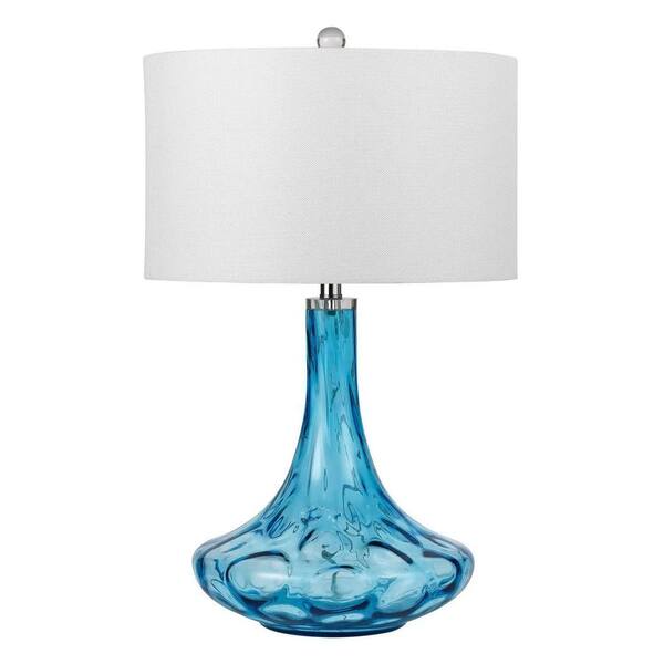 CAL Lighting 27 in. Aqua Blue Eustis Glass Table Lamp