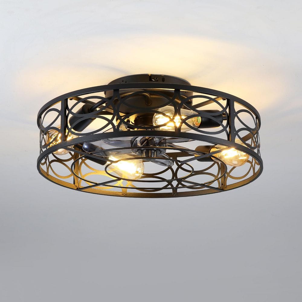 20 in. Smart Indoor Matte Black Low Profile Standard Bronze Caged Ceiling Fan with Remote Control and No Bulbs Included price history on PriceWatchPro