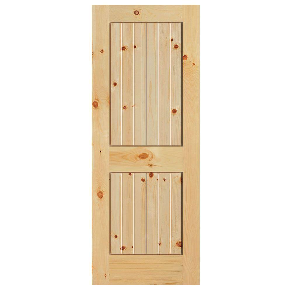 36 in. x 84 in. Knotty Pine Veneer 2 Panel Plank Solid Wood Interior Barn Door Slab price history on PriceWatchPro