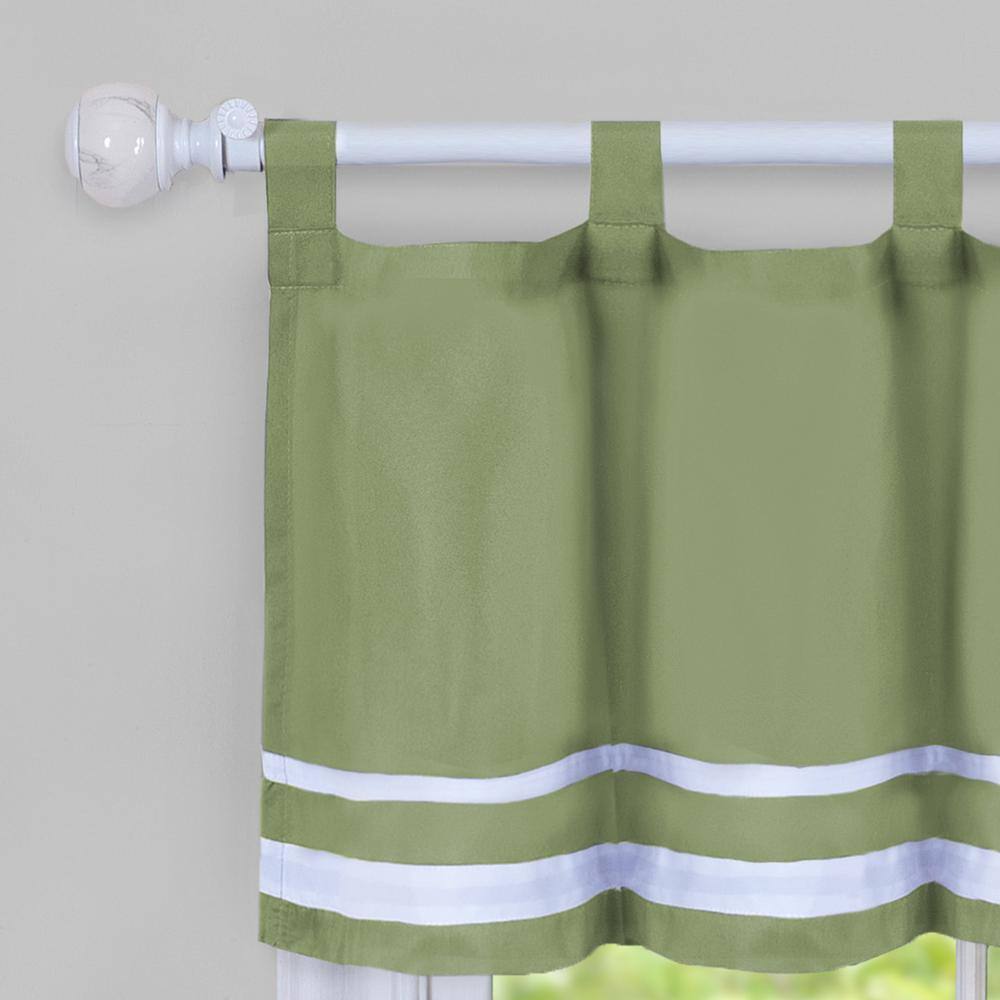 Green Sill Length Tab Top Tier Curtain Set with Valance