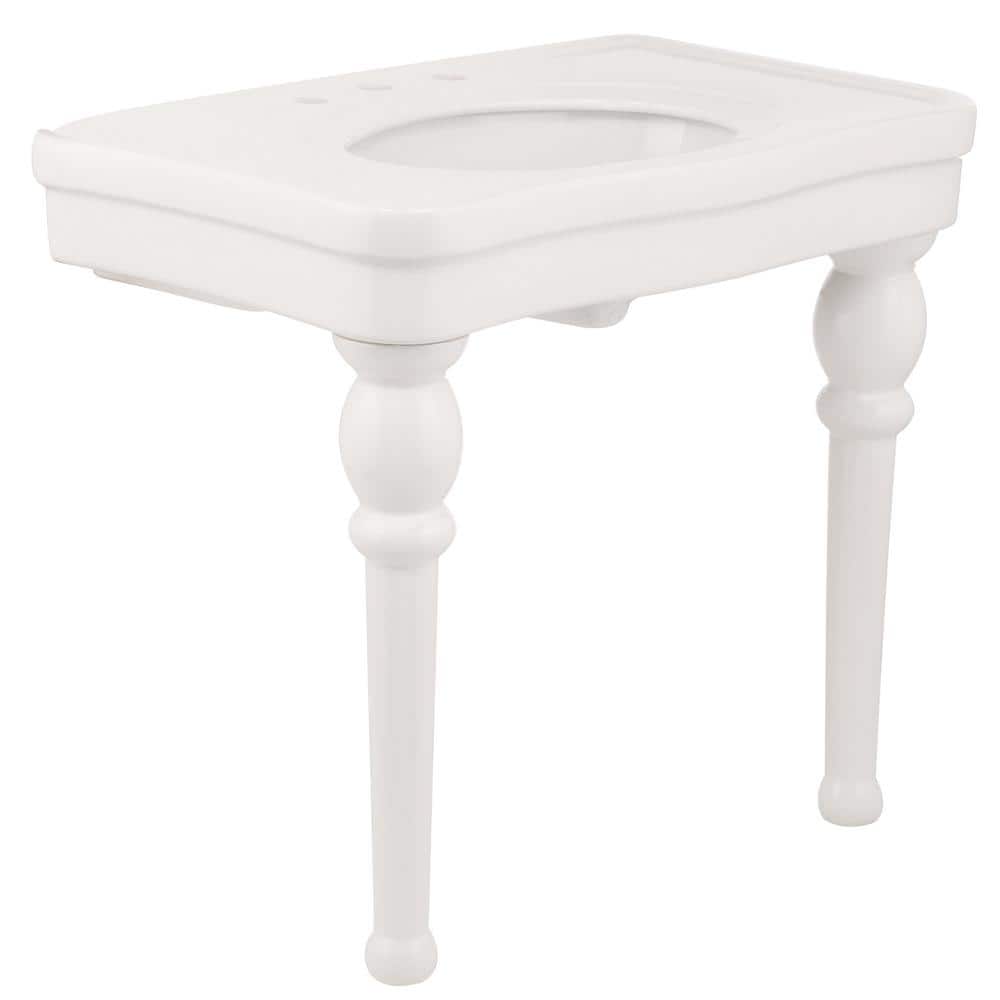 Versailles White Fireclay Console Sink with Overflow