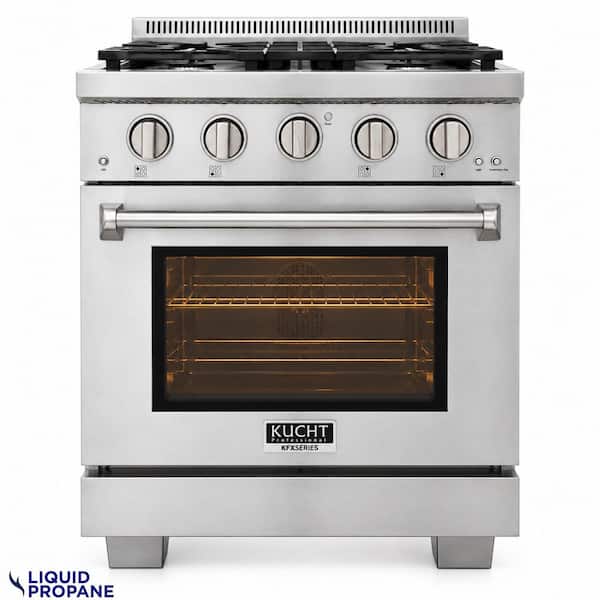 30 in. 4.2 cu. ft. 4-Burners Freestanding Propane Gas Range and Convection Oven in Stainless Steel w/True Simmer Burners