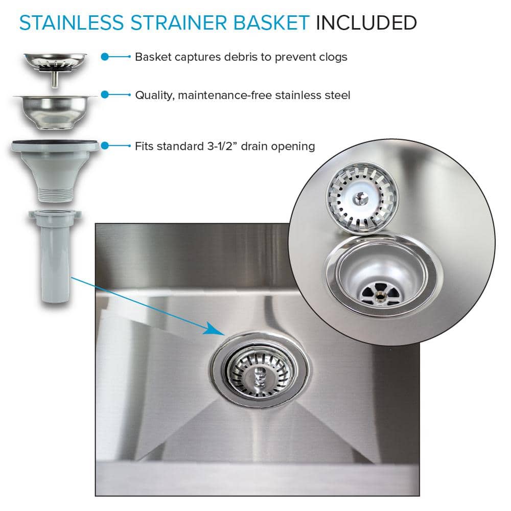 24'' Matte Black Stainless Steel Freestanding Laundry Sink with Faucet