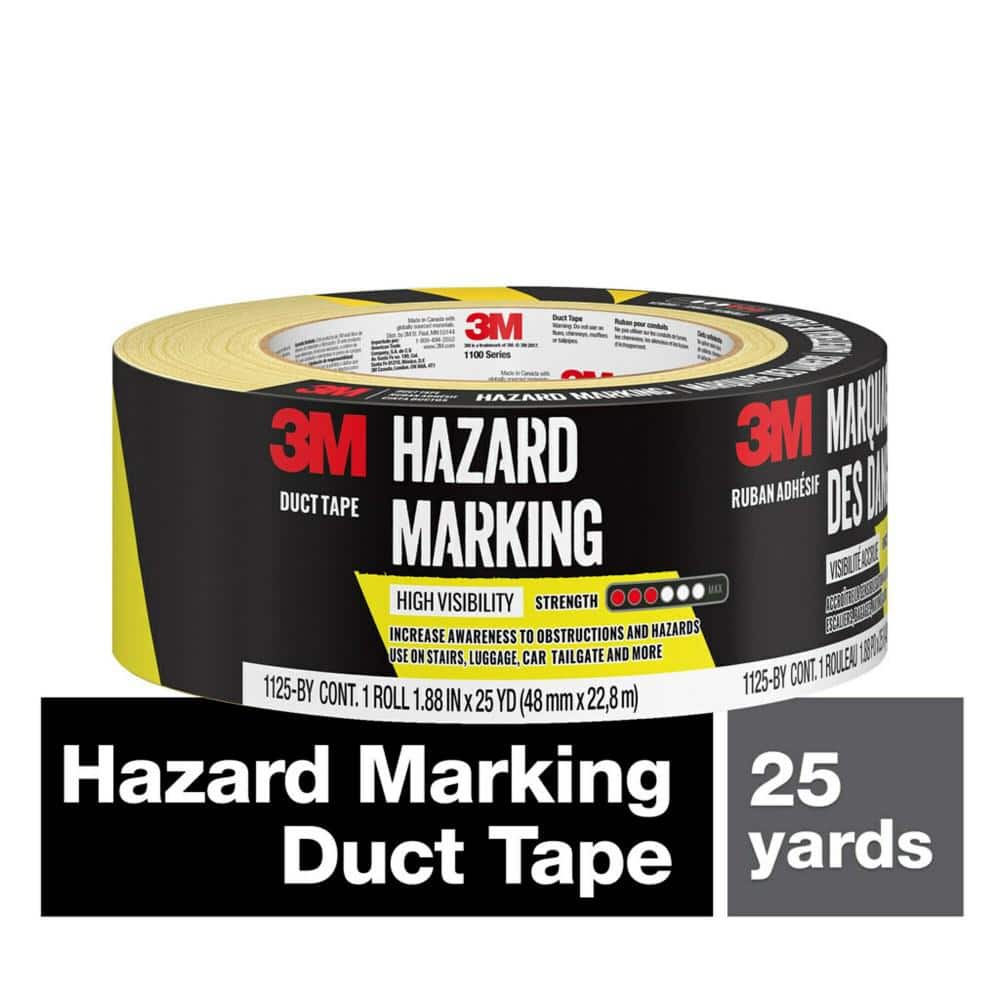 3M Diagonal Stripe Safety Tape 36 yd Length x 2 Width Vinyl 5.40 mil Rubber  Resin Backing 1 Roll Black Yellow - Office Depot