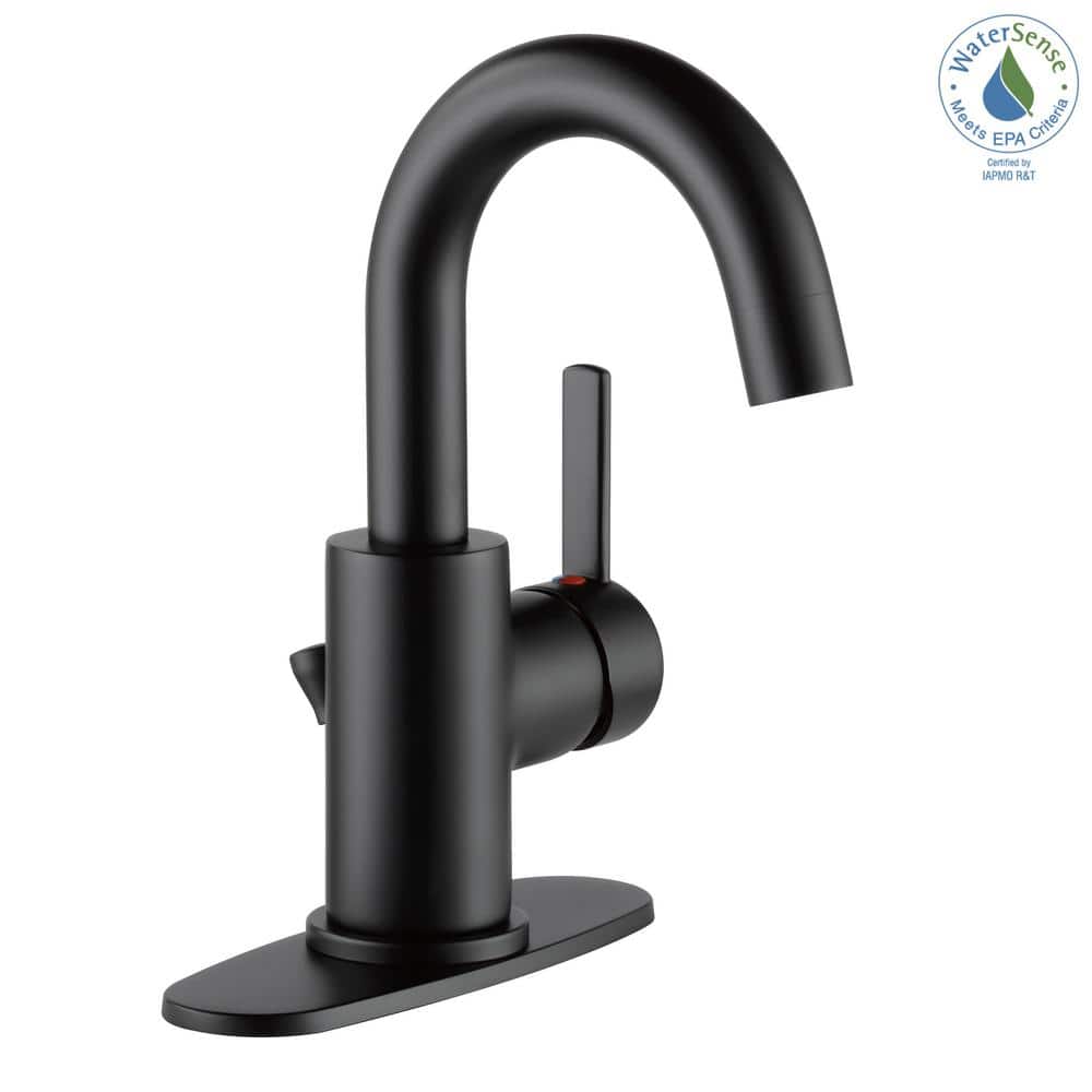 Matte Black Single Handle High Arc Bathroom Faucet