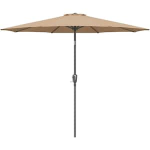 9 ft. Outdoor Market Table Patio Umbrella with Button Tilt, Crank and 8-Sturdy Ribs for Garden in Tan