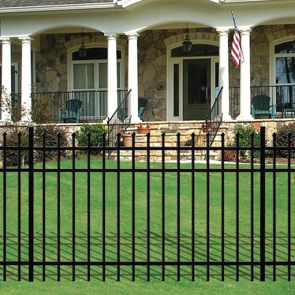 FORGERIGHT 72 in. 4 ft. Black Osprey Black Aluminum Fence Line Post