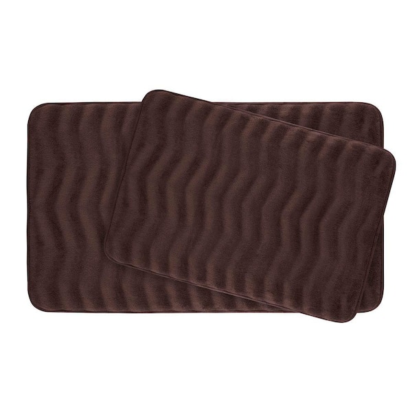 BounceComfort Waves Espresso Memory Foam 2-Piece Bath Mat Set