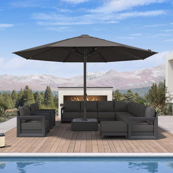 2 piece patio set with umbrella 16ft Market w/ Cross Base, Crank, Aluminum Frame Its broad canopy provides generous shade while the marine Celebalcony 16 ft. Steel Double-Sided