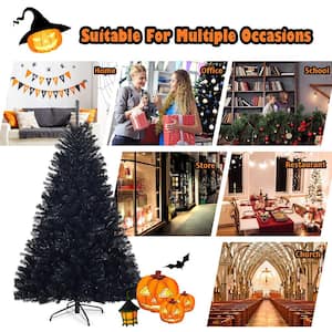 6 ft. Black Unlit Hinged Artificial Christmas Tree Halloween with 1036 Tips