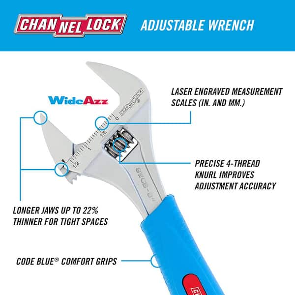 10WCB 10-inch WideAzz® Adjustable Wrench | Shop CHANNELLOCK®
