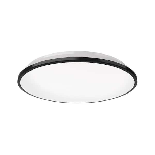 KUZCO Brook 13 in. 1-Light 24-Watt Black Integrated LED Flush Mount