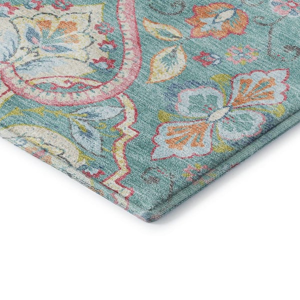 Mayfield Premium Machine Washable Abstract AMF2207 Spa 2 ft. x 3 ft. Accent Rug