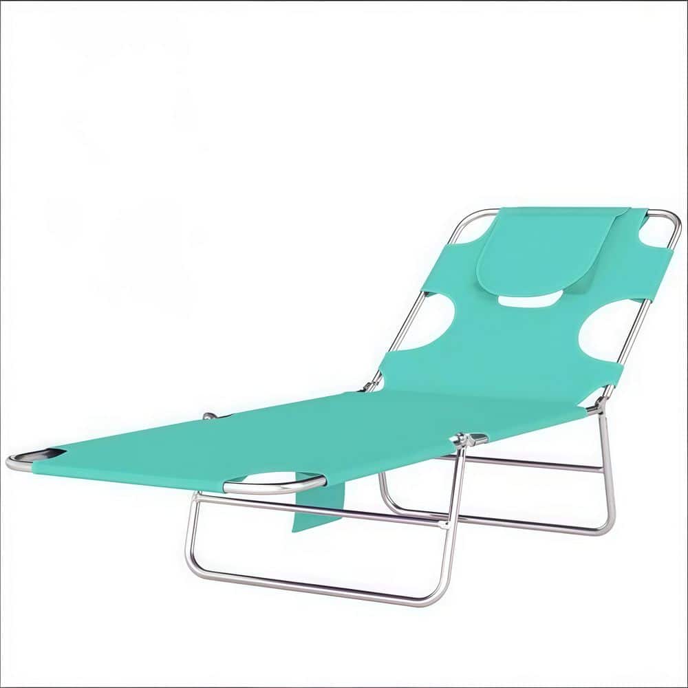 Folding Chaise Lounge Chair with Face Hole, 5-Position Adjustable, 264 lbs Capacity, Light Green price history on PriceWatchPro