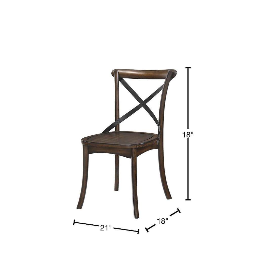 Dark Oak and Black Cross Back Dining Side Chair Set