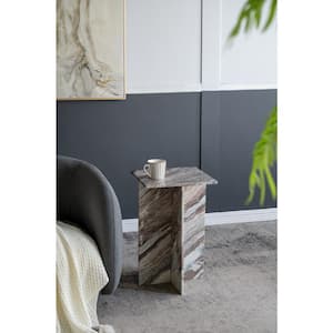 15 in. in Gray Square Marble End Table