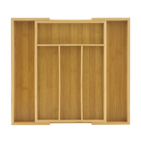 Expandable Bamboo Flatware Organizer-Natural Bamboo