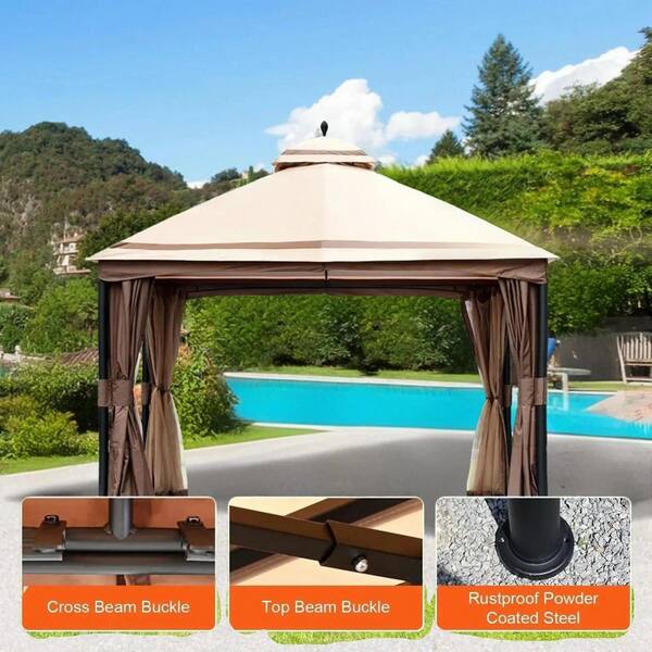 ESILOO 10 ft. x 13 ft. Patio Gazebo for 10-12 People