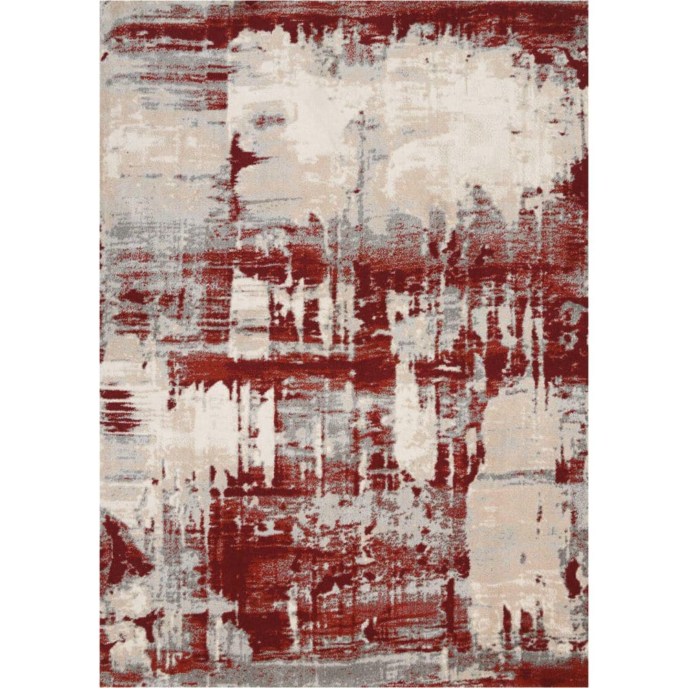 4' X 6' Ivory Red and Gray Abstract Area Rug price history on PriceWatchPro