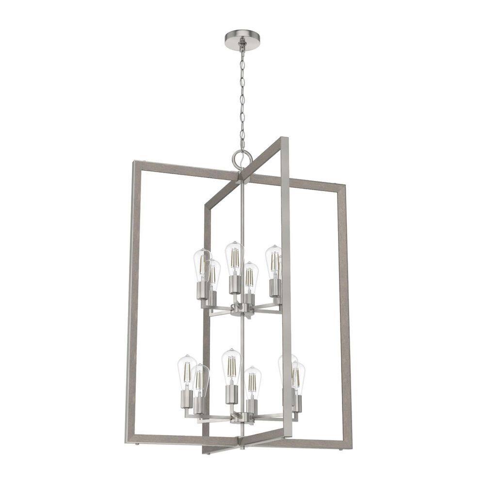 Woodburn Brushed Nickel 12-Light Modern Foyer Pendant