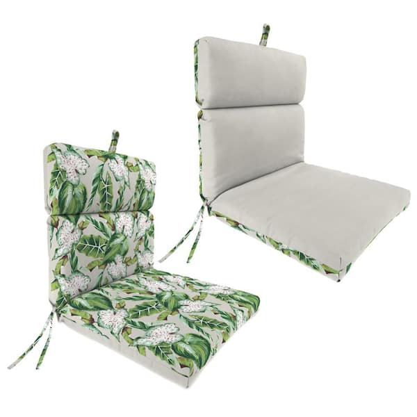 Jordan Manufacturing 44 in. L x 22 in. W x 4 in. T Rectangular Reversible Outdoor Dining Chair Cushion in Woodsy Juniper and Juniper Solid