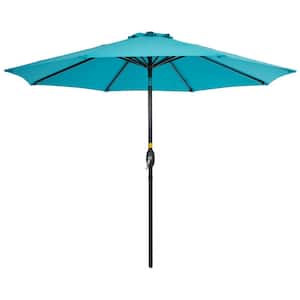 9 ft. Market Aluminum Pole Patio Umbrellas with Tilt Button in Turquoise Blue