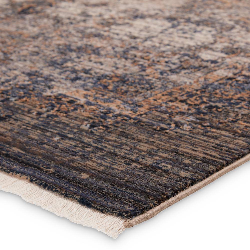 Taupe and Blue Medallion 10' x 14' Synthetic Area Rug