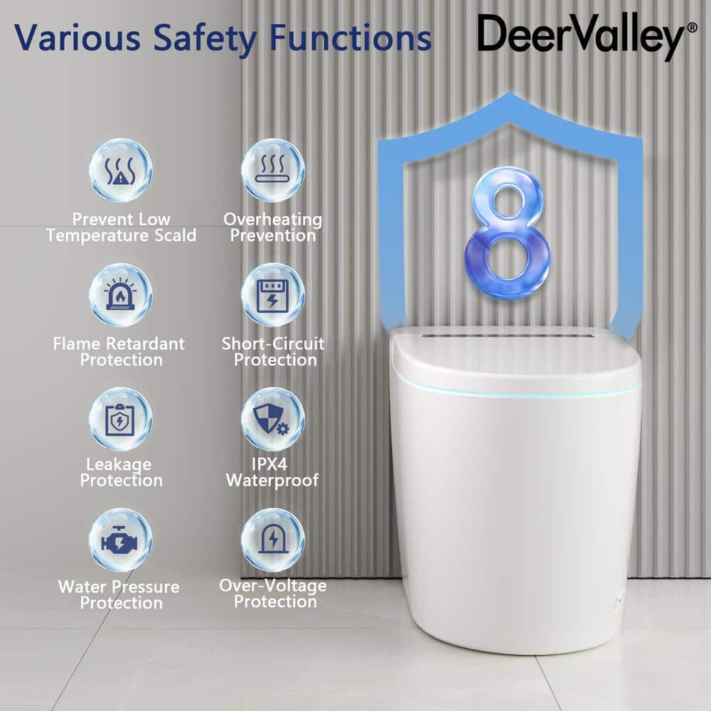 White Elongated High Efficiency Smart Toilet with Heated Seat