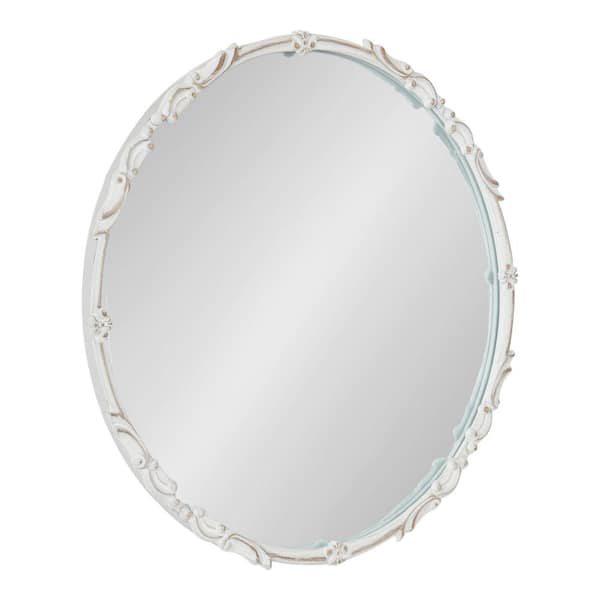 Kate and Laurel Brynley 24.00 in. W x 24.00 in. H White Round Traditional Framed Decorative Wall Mirror