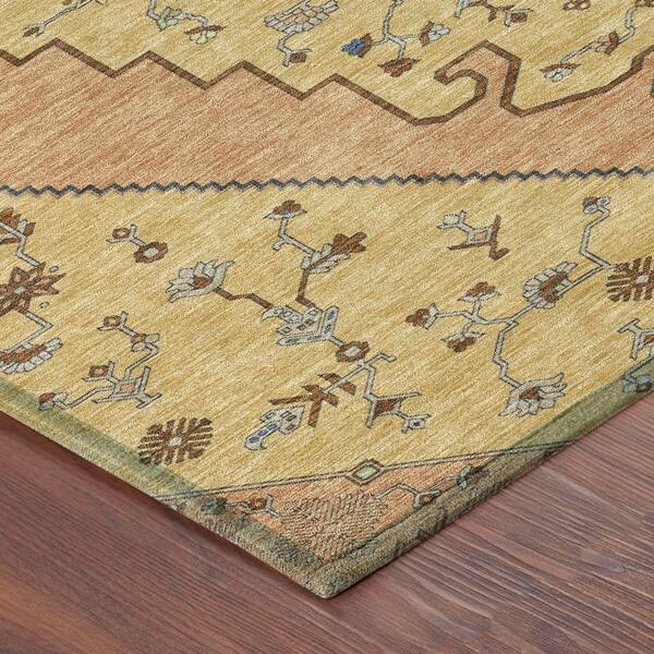 Chantille Machine Washable Indoor/Outdoor Abstract ACN2472 Gold 2 ft. x 7 ft. Runner Rug