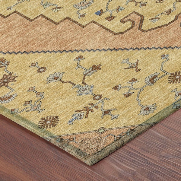 Chantille Machine Washable Indoor/Outdoor Abstract ACN2472 Gold 9 ft. x 12 ft. Area Rug
