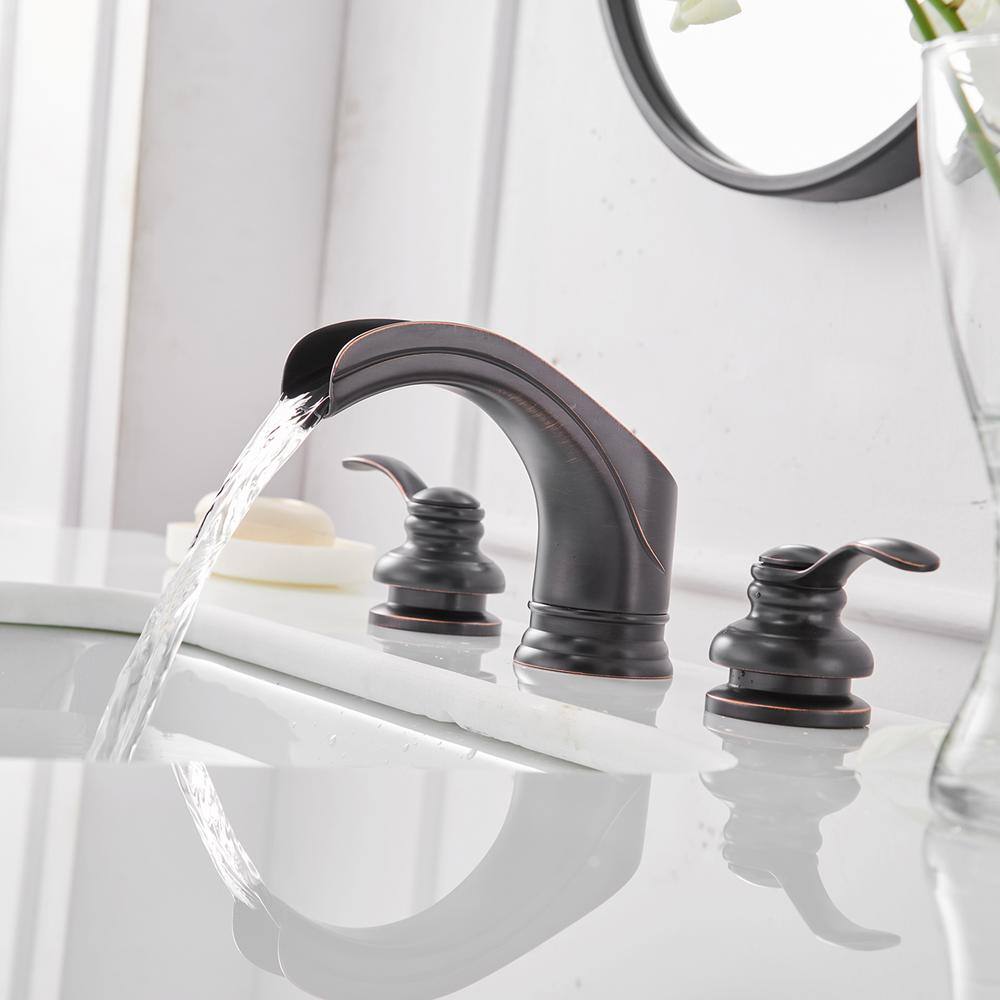 Oil-Rubbed Bronze 2-Handle Waterfall Bathroom Faucet