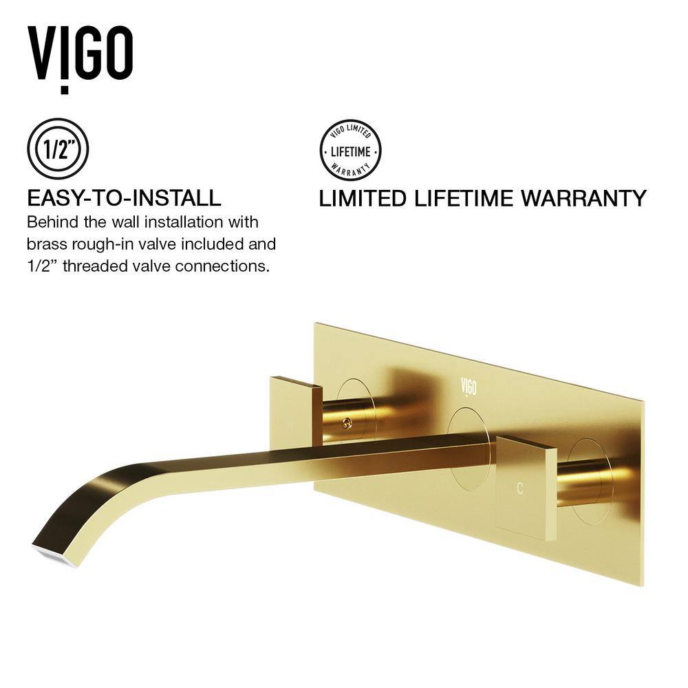 Matte Gold Two-Handle Wall Mount Bathroom Faucet