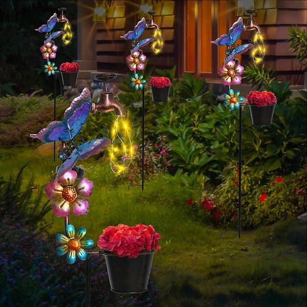 12 Garden Flying Butterfly Stake Home Patio Lawn Ornament - Blue 