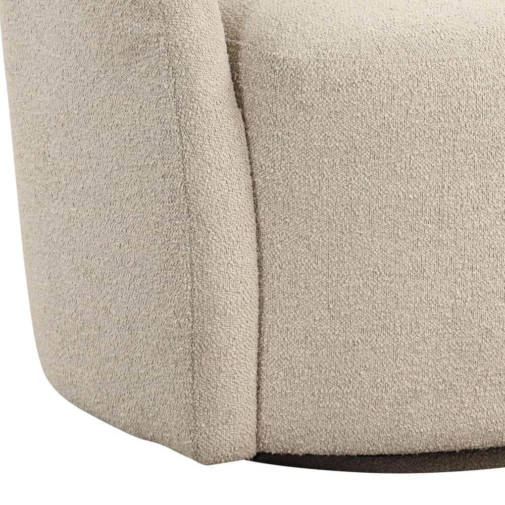 Khaki Velvet Barrel Swivel Accent Chair with Wood Frame