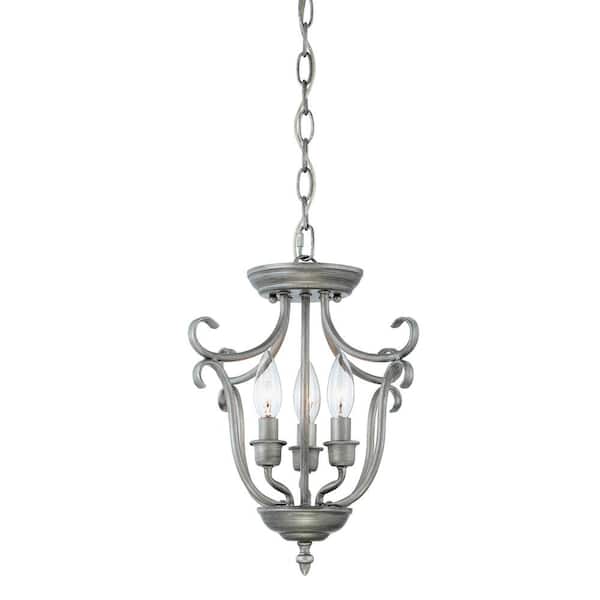 Millennium Lighting 3-Light Fulton 13 in. Rubbed Silver Dual Mount Pendant