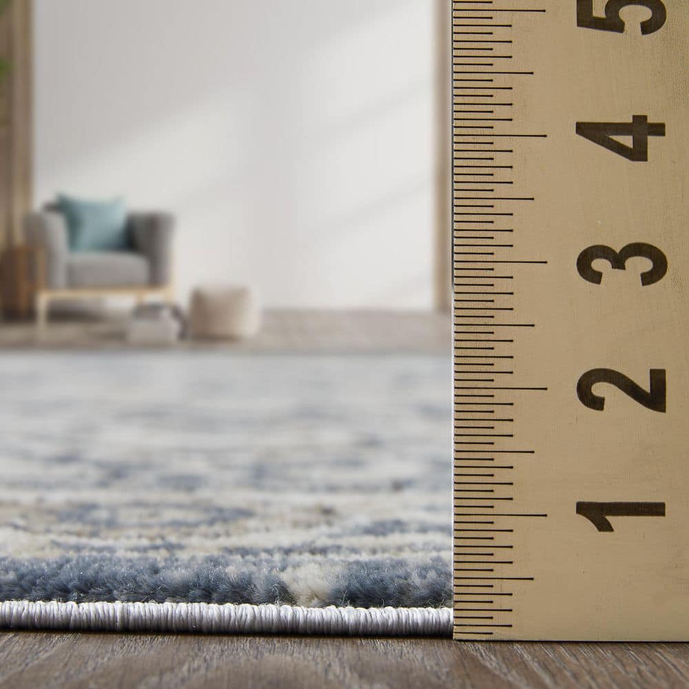 Elegant Blue Oriental-Inspired 8' x 10' Synthetic Area Rug