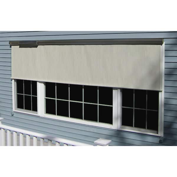 Bali Essentials Cream Cordless Light Filtering Fade Resistant Vinyl Horizontal Exterior Roll-Up Shade 54 in. W x 84 in. L