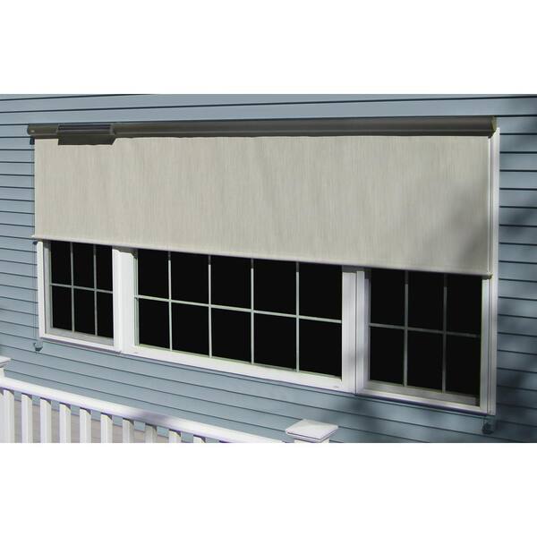 Bali Essentials Cream Cordless Light Filtering Fade Resistant Vinyl Horizontal Exterior Roll-Up Shade 132 in. W x 84 in. L
