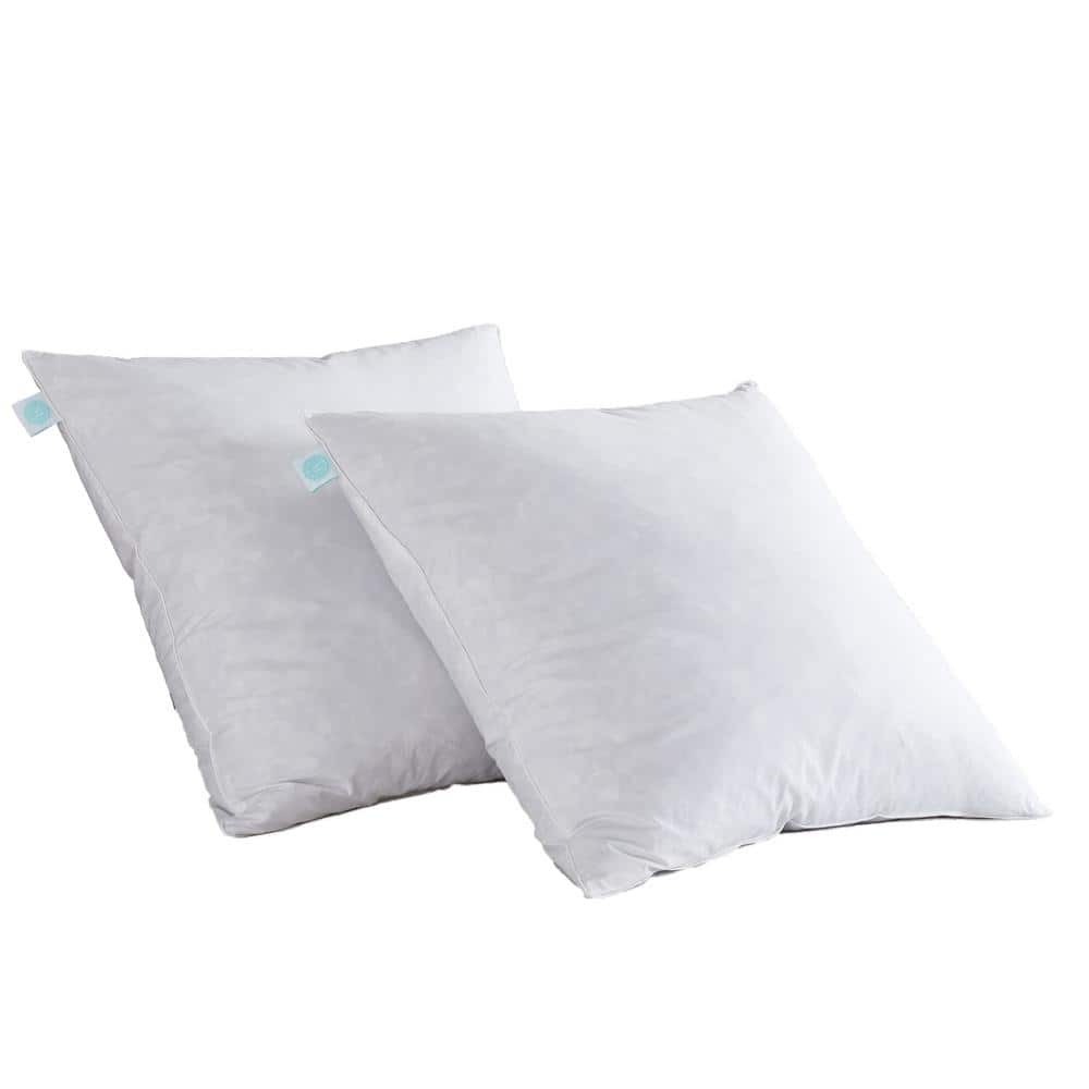 Euro 26x26 White Cotton Feather Firm Pillow Set