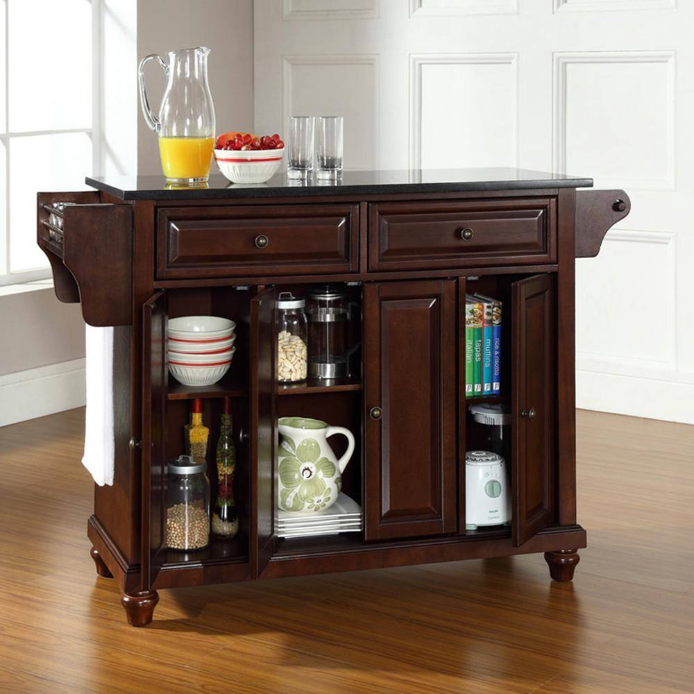 Cambridge Mahogany Kitchen Island with Black Granite Top